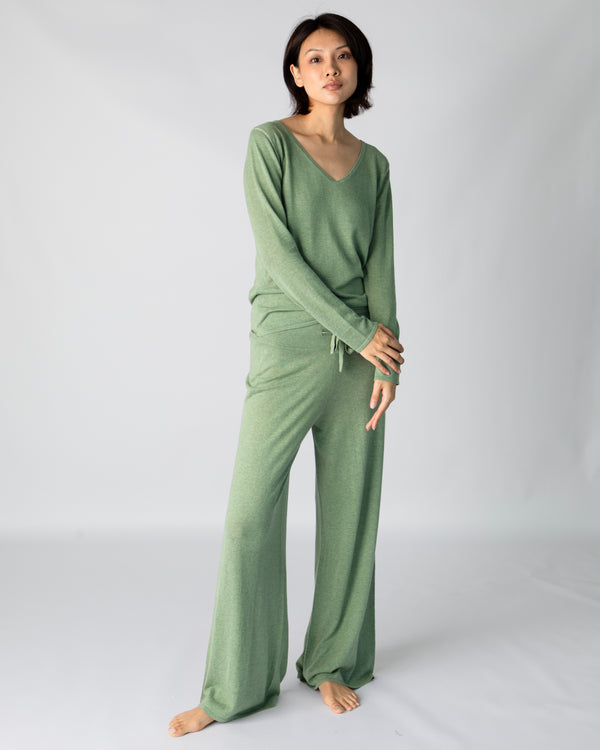 Marcelle Long T-Shirt (V-Neck) - Field
