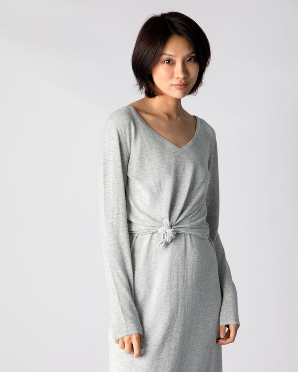 Marcelle Long T-Shirt (V-Neck) - Woodsmoke
