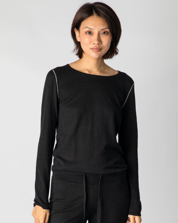 Marcelle Long T-Shirt (Round Neck) - Pitch Black