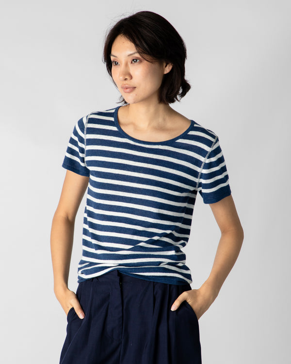 Marcelle T-Shirt (Round) - Indigo Denim / White Stripes