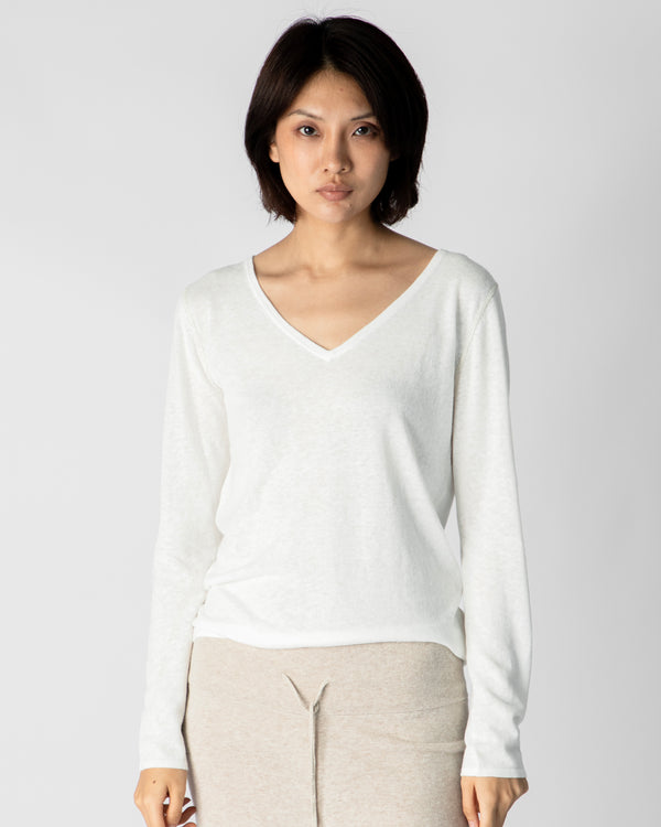 Marcelle Long T-Shirt (V-Neck) - White