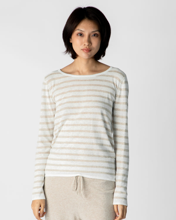 Marcelle Long T-Shirt (Round) - White / Hay Day Stripes
