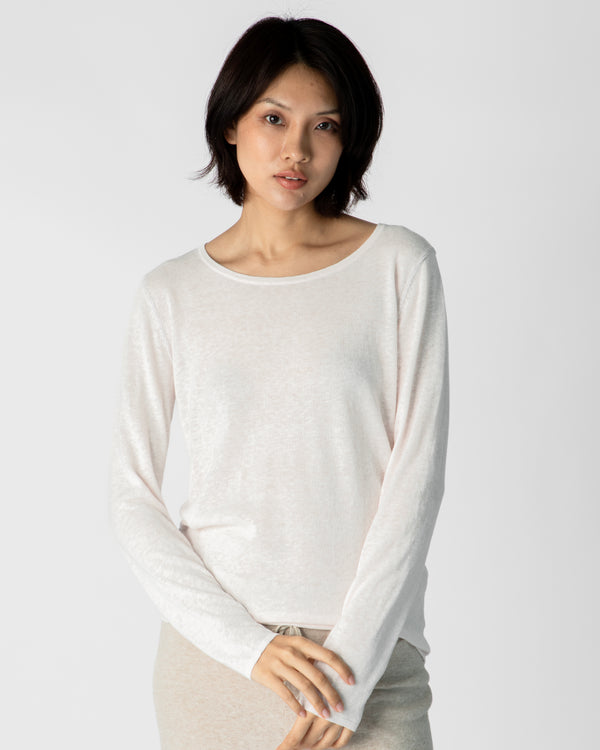 Marcelle Long T-Shirt (Round Neck) - Coconut Cream
