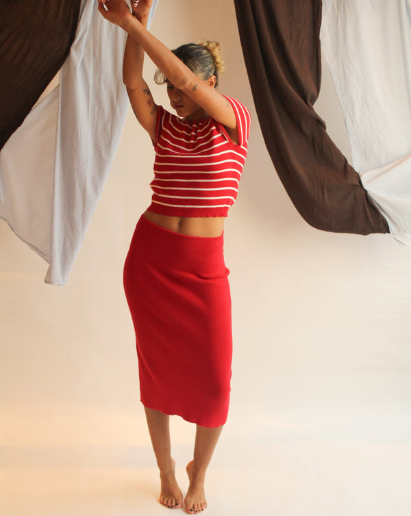 Capri Top - Red/White Stripes