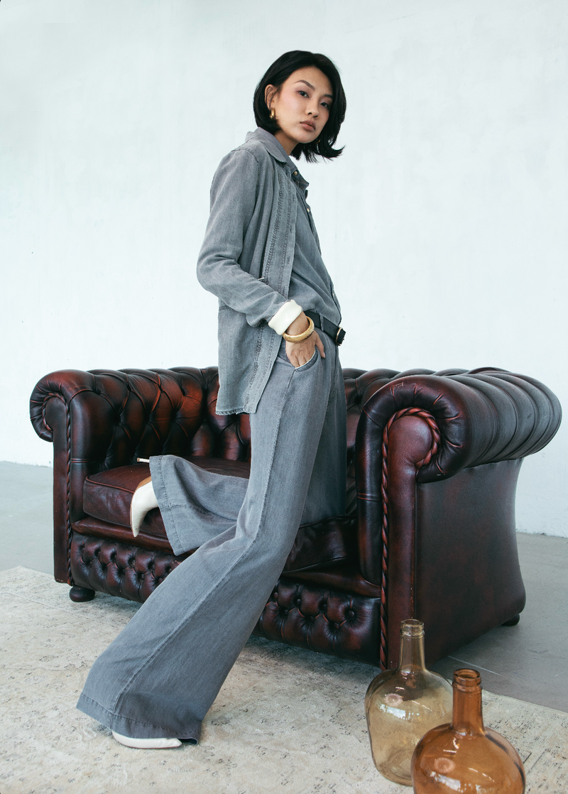 Yves Pants - Light Medium Grey Chambray