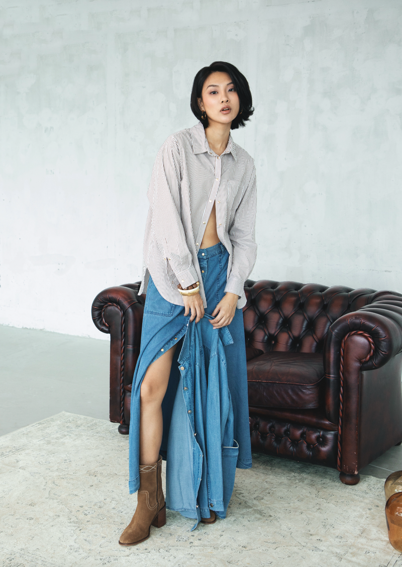 Jules Oversize Shirt - Brown Stripes