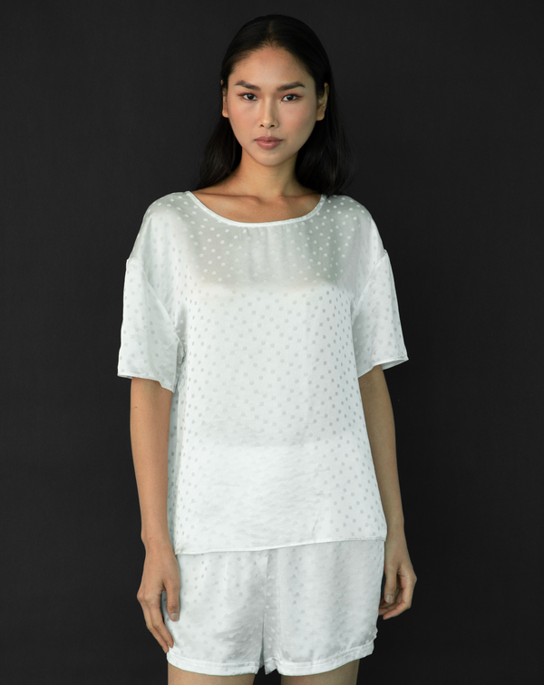 The Silk T-Shirt - White Dots
